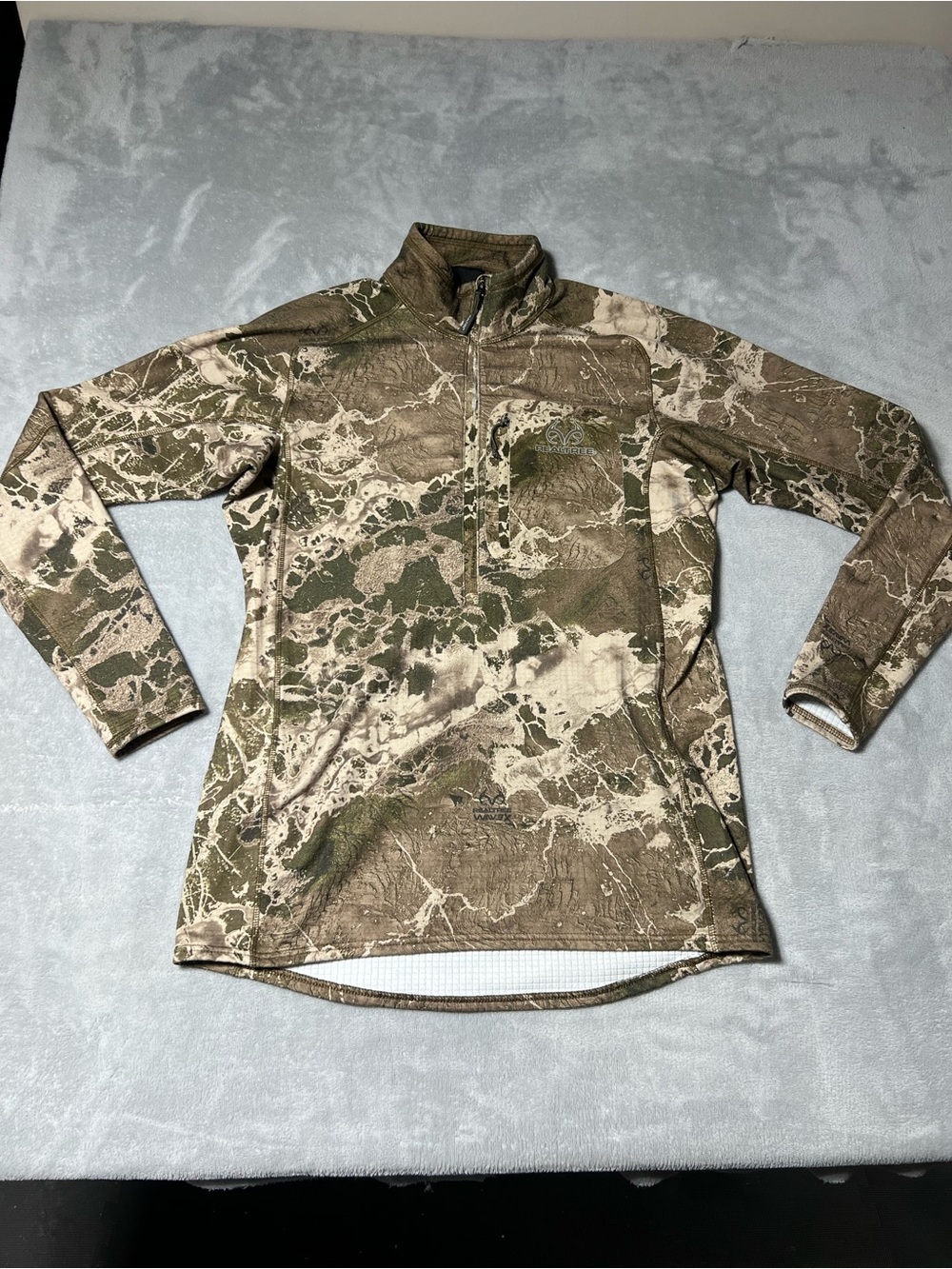 Realtree Long Sleeve Quarter Zip Shirt Camo Mens Size Small